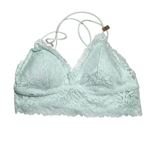 PINK Victoria's Secret Mint Green Lace Sexy Bralette with Floral Patterns XL NWT